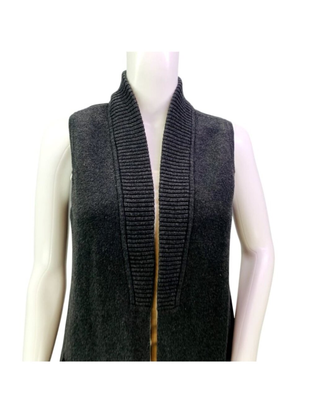 Chicos Womens Pocket Sweater Vest Gray Open Front Duster Size 0 | S - Picture 4 of 15